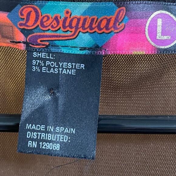 Desigual Mocha Brown Geo-Floral Print Sleeveless Dress Large - Picture 6 of 11